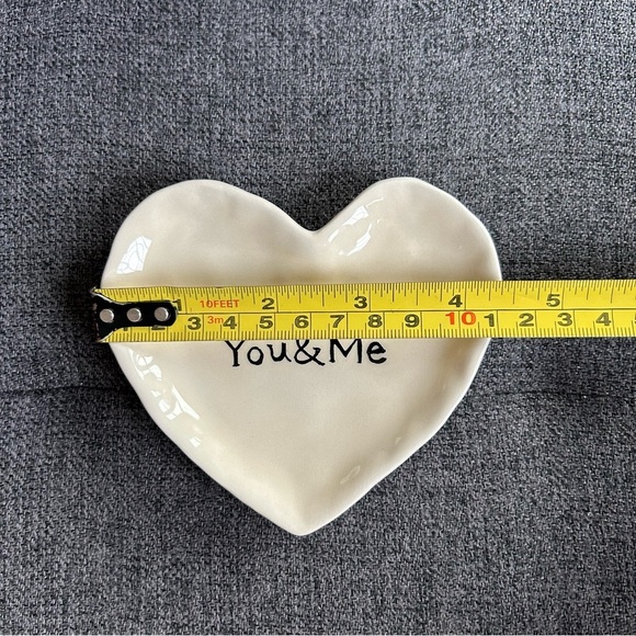 “You & Me” Heart Shaped Trinket Jewelry Dish, White, Black - Picture 8 of 10